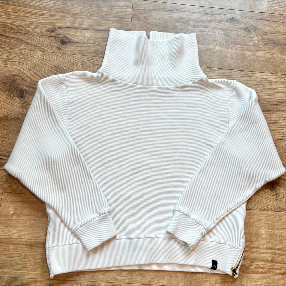 Varley Simon Ribbed White Cotton Turtleneck Sweater Long Sleeve Women’s Small